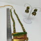 Terracotta Green and Gold Kerala Style Rowing Boat Pendant Long Necklace Set with Temple Earrings | Swadesiicart