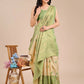 Astita Banarasi Silk Cream & Light Green Saree | Swadesiicart