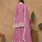Anaita Pink Embroidered Faux Georgette Sharara Suit