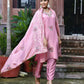 Vaasva Women's Tissue Silk Emboidered Suit Set With Solid Pant & Solid Embroidered Dupatta | Swadesiicart