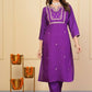 Purple Viscose Chanderi Embroidered Stitched Suit With Dupatta - Tanisha | Swadesiicart