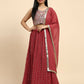 Red Georgette Embroidered Lehenga choli with Dupatta - Dhara | Swadesiicart