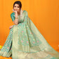 Jyoti Fashion Women's Sea Green Kanjivaram Silk Zari Woven Saree with Blouse | Swadesiicart