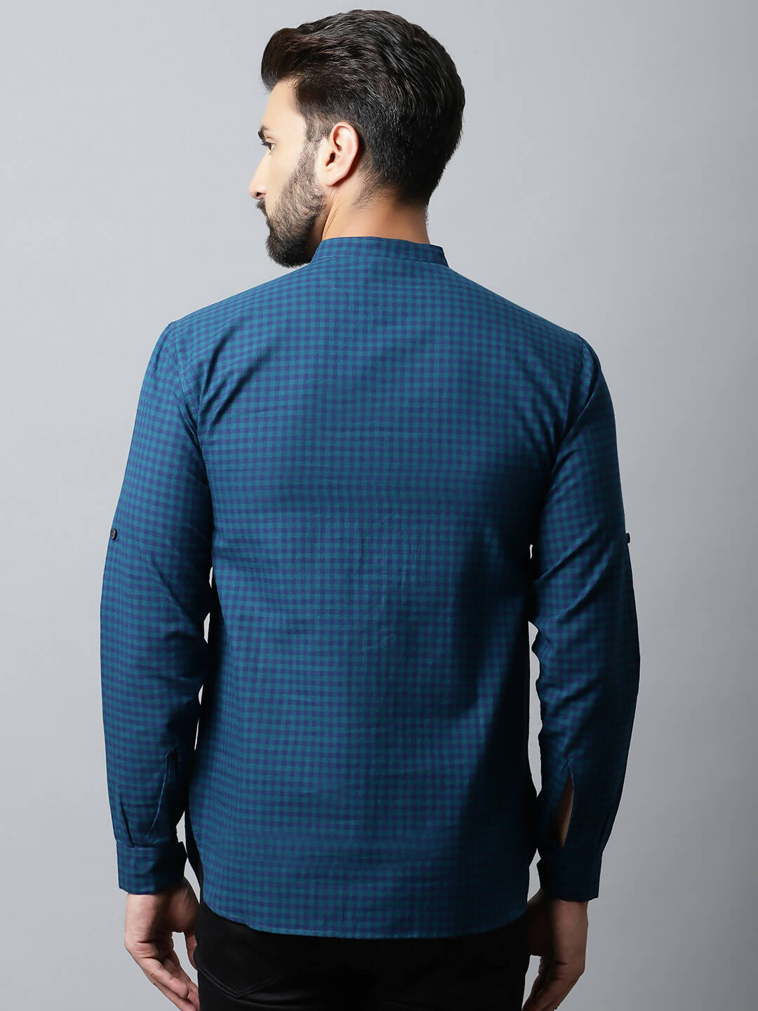 Even Apparels Navy blue Color Pure Cotton Men's Kurta With Side Placket (CHK1056) | Swadesiicart