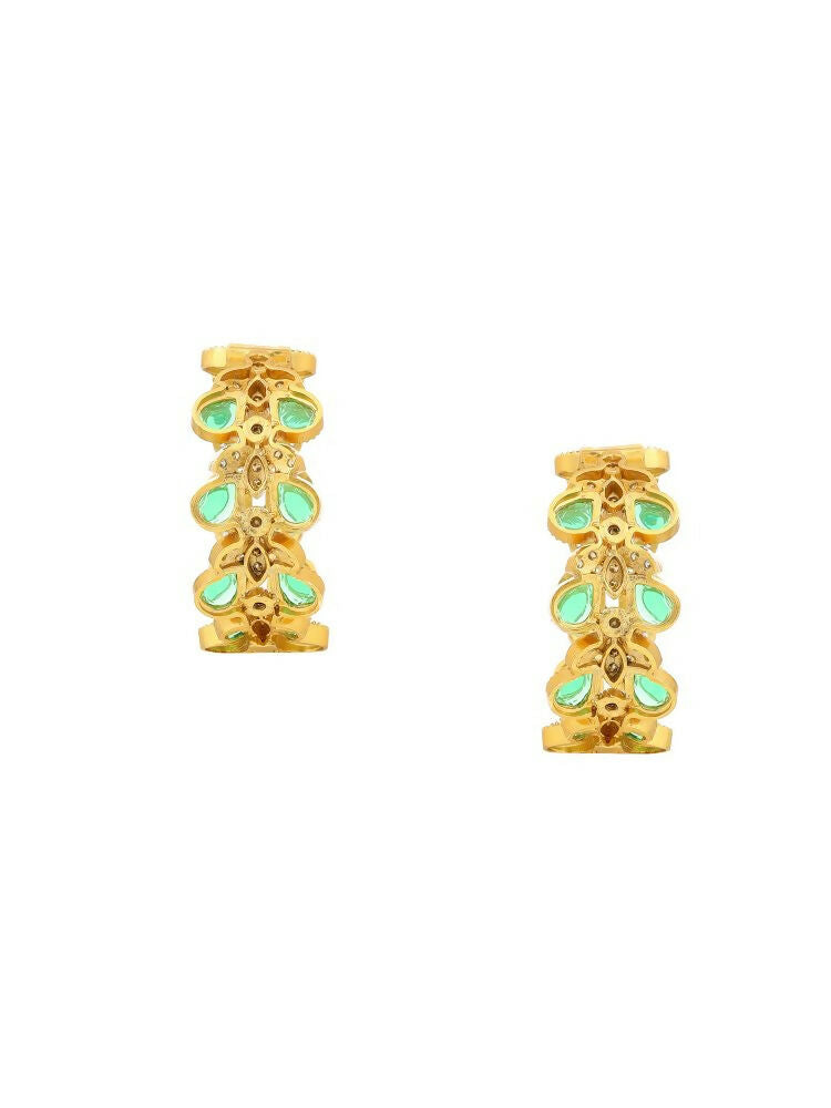 Women's Natural Green Stone with Moissanite Diamond earrings - Ruby Raang | Swadesiicart