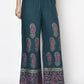 Aniyah Rayon Teal Blue Color Block Print Flared Slip-On Palazzo (AN-222K)