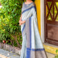 Vishnu Weaves Women's Grey South Silk Zari Woven Saree with Unstitched Blouse - Swadesiicart