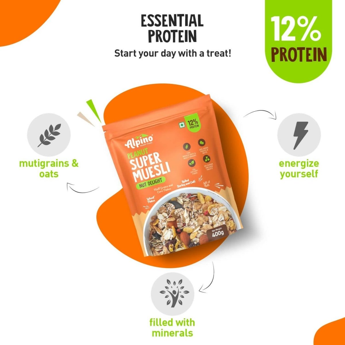 Alpino High Protein Super Muesli Nut Delight - Swadesiicart