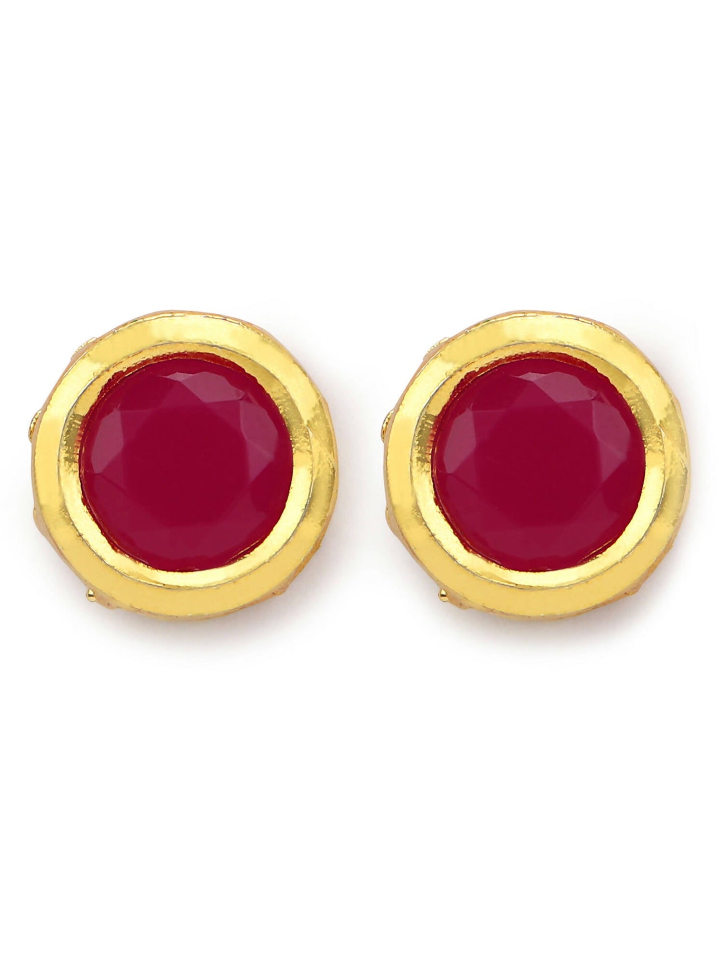 Maroon Circular Studs Earrings - Ruby Raang - Swadesiicart