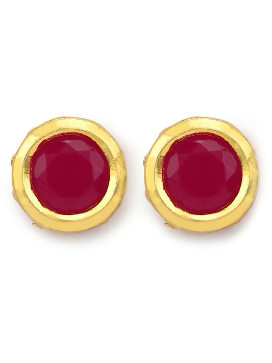 Maroon Circular Studs Earrings - Ruby Raang - Swadesiicart