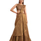 Beige Satin Embroidered Ready To Wear Saree With Unstitched Blouse Piece - Nandika | Swadesiicart