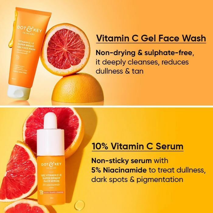 Dot & Key Vitamin C + E CSMS (Cleanser, Serum, Moisturizer, Sunscreen) Routine Combo | Swadesiicart