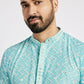 Ethnic India Blue Men's Kurta Embellished Polyester | Swadesiicart