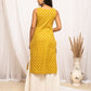 FIORRA Women's Floral Printed Yellow Cotton Straight Kurta - Swadesiicart