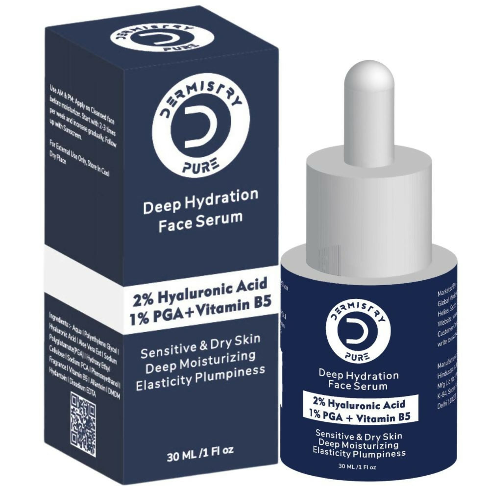 Dermistry Pure 2% Hyaluronic Acid 5% PGA Vit B5 Moisturiser Face Serum For Sensitive & Dry Skin - Swadesiicart