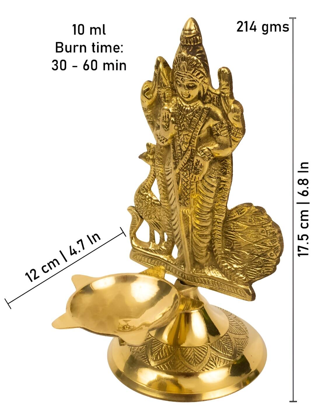 Spillbox Gold-Toned Brass Murugan Diya Pooja Essential | Swadesiicart
