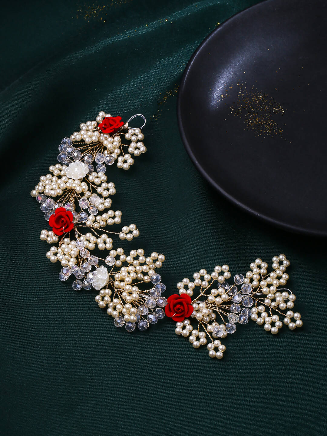 NVR Women's Embellished Beaded Hair Accessory Set | Swadesiicart