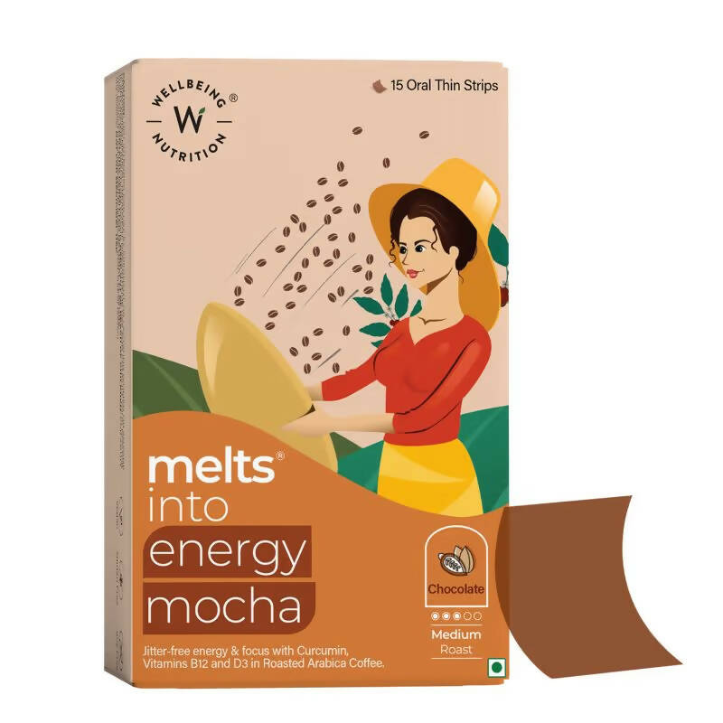 Wellbeing Nutrition Melts Energy Mocha Strips - Chocolate Flavor - Nutritionalab Private Limited