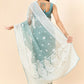 Blue Organza Geometric Embroidered Saree with Unstitched Blouse Piece - Roozal