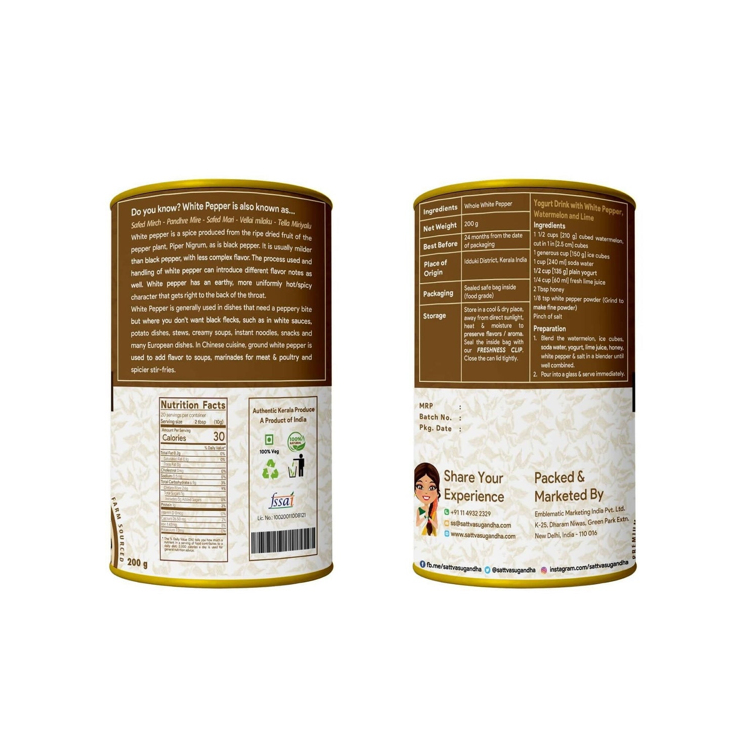 Sattva Sugandha White Pepper - Swadesiicart