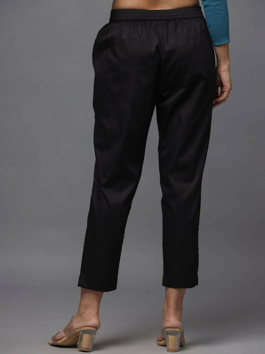 Juniper Women's Black Solid Straight Slim Pant | Swadesiicart