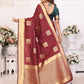 Anaita Brown Soft Silk With Zari Weaving Borders Saree With Blouse