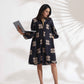 trueBrowns Black Cotton Print Short Dress | Swadesiicart