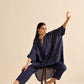 trueBrowns Blue Bandhani Silk Printed Boxy Fit Co-Ord Set - Swadesiicart
