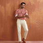 trueBrowns Men's Beige Printed Short Kurta | Swadesiicart