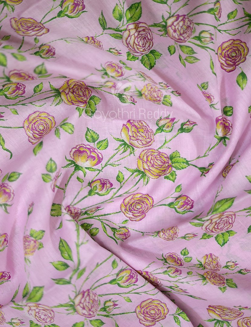 Block Print Baby Pink Dry Mehendi Combo Mulmul Cotton Saree By Gayathri Reddy Designer Studio | Swadesiicart
