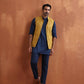 trueBrowns Men's Mustard Cotton Dobby Reversible Nehru Jacket | Swadesiicart