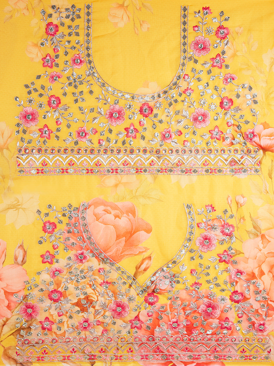 House of Panchhi Yellow Colour Organza Floral Design Digital Print Lehenga Choli & Dupatta | Swadesiicart