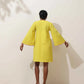trueBrowns Lime Cotton Linen Dress | Swadesiicart