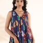 trueBrowns Purple Cotton Ikat Sleeveless Kurta Pant Set | Swadesiicart