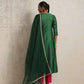 trueBrowns Dark Green Anarkali Kurta Pant Dupatta Set | Swadesiicart