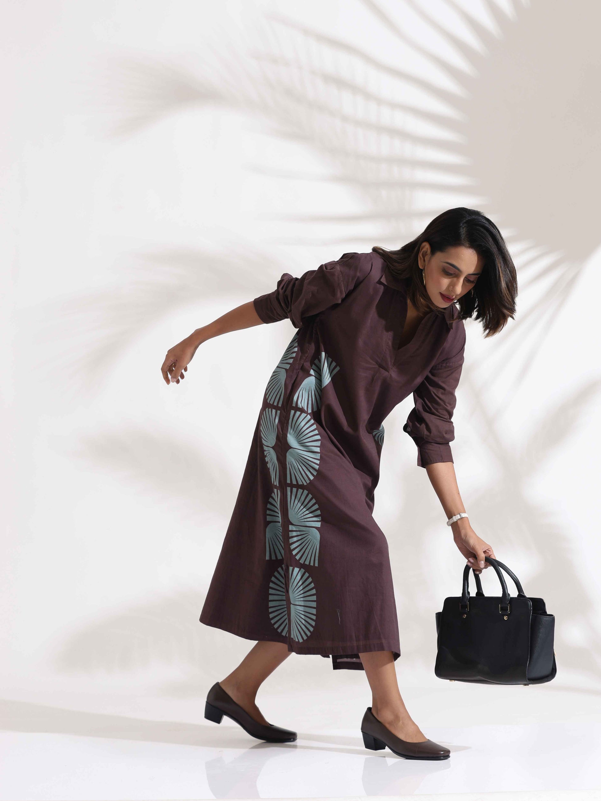 trueBrowns Cola Cotton Print A-line Dress | Swadesiicart