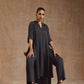 trueBrowns Grey Modal Satin High-Low Relax Kurta Set | Swadesiicart