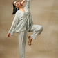 trueBrowns Light Green Bandhani Printed Silk V-Neck Co-Ord Set - Swadesiicart