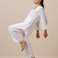 trueBrowns Gauze White Short Co-Ord Set - Swadesiicart