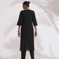 trueBrowns Black Cotton Schiffli Kurta Set | Swadesiicart