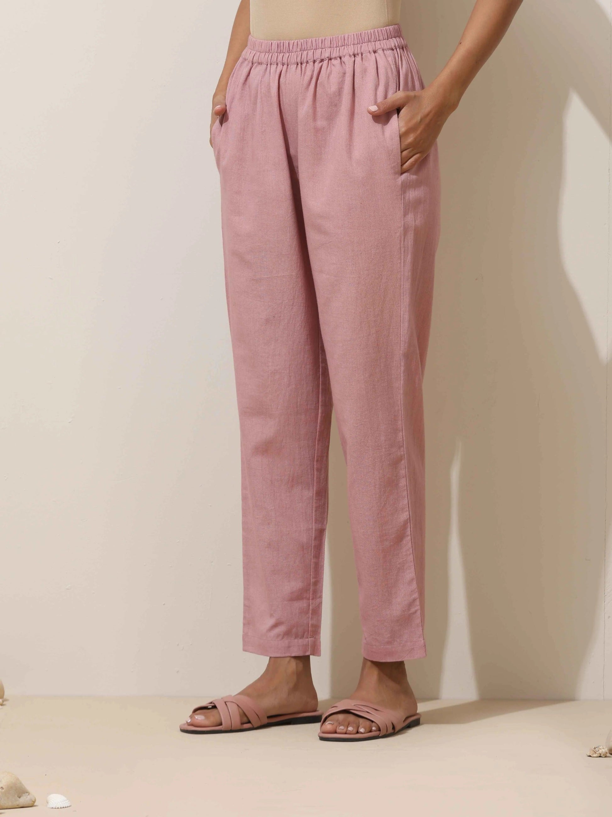 trueBrowns Mint Green Cotton Linen Kurta Pant Set | Swadesiicart