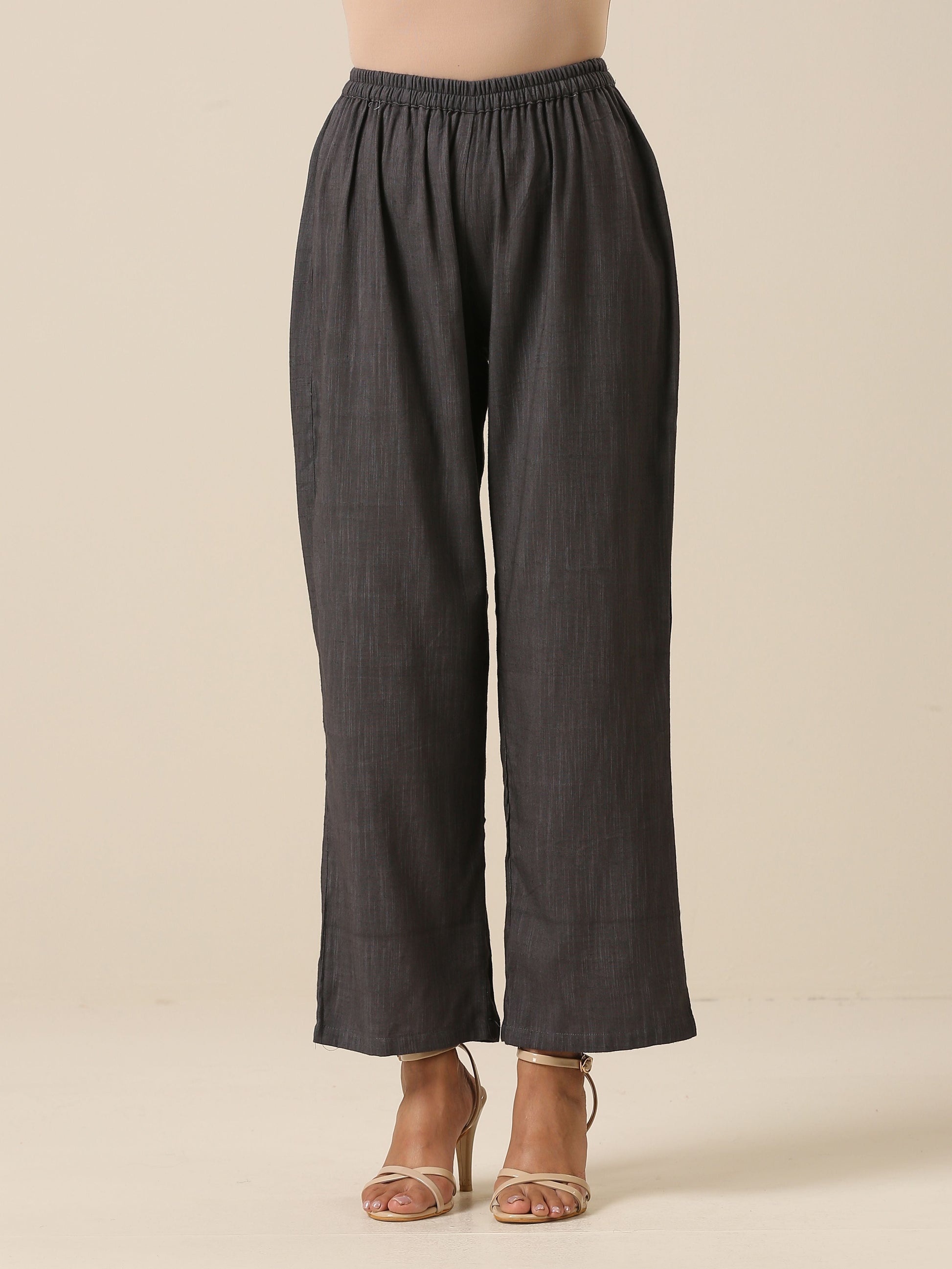 trueBrowns Slate Grey Slub Texture Collar Short Co-Ord Set - Swadesiicart