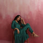 trueBrowns Green Modal Pleated Kurta Set | Swadesiicart