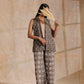 trueBrowns Clay Dabu Zig-Zag Motifs Print Cotton Sleeveless Jacket Pant Set | Swadesiicart