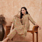 InWeave Women's Pear Green Orange Floral Print Flared Kurta Pant Set - Swadesiicart