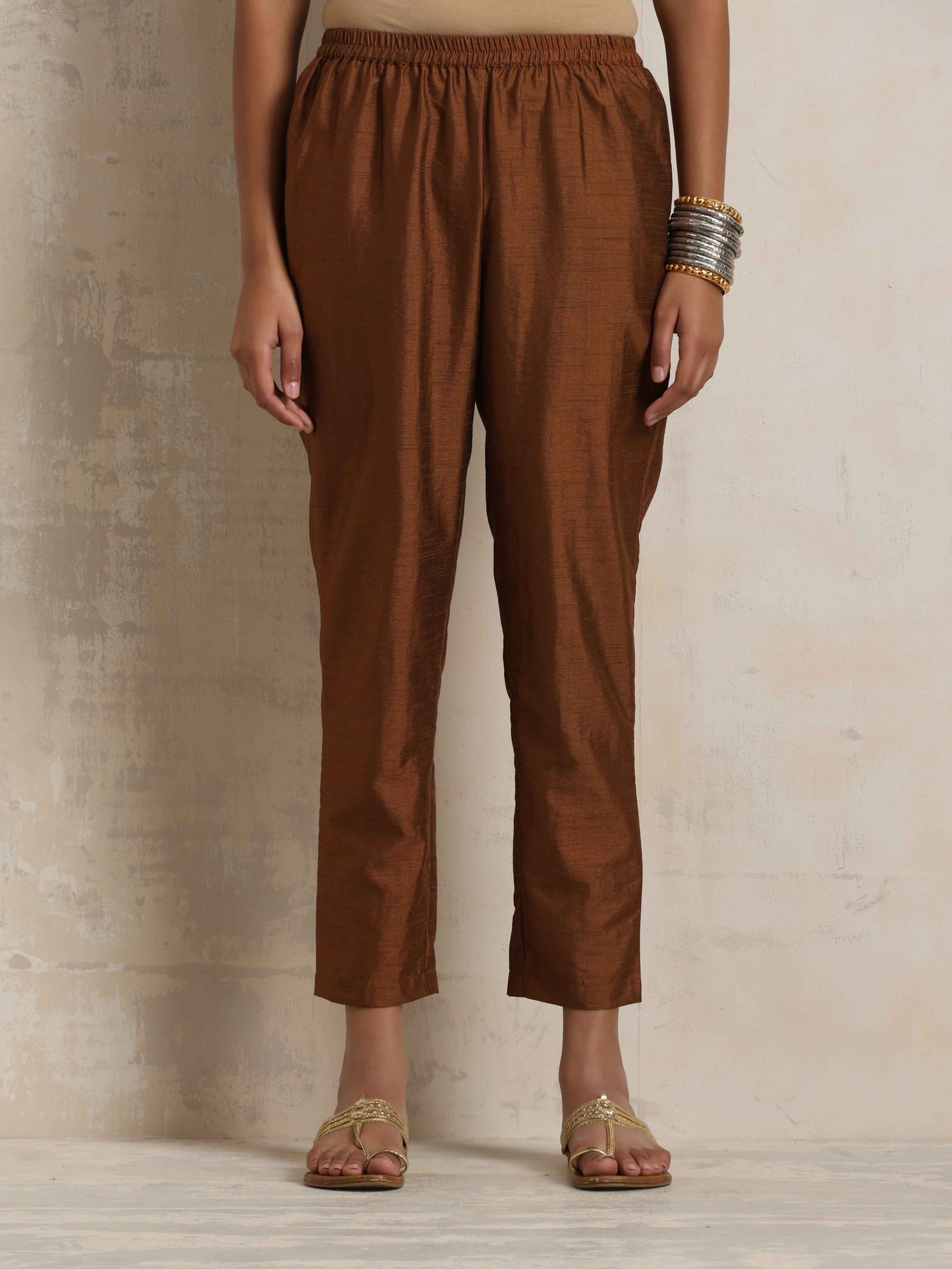 trueBrowns Red Silk Kurta Co-ord Set - Swadesiicart