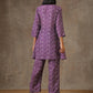 trueBrowns Purple White Lehariya Printed Silk Co-Ord Set - Swadesiicart