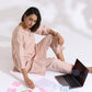 trueBrowns Light Pink Slub Kurta Co-ord Set - Swadesiicart