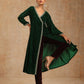 trueBrowns Green Velvet Embroidered Angrakha Kurta | Swadesiicart