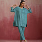 trueBrowns Light Blue Cotton Dobby Co-ord set - Swadesiicart